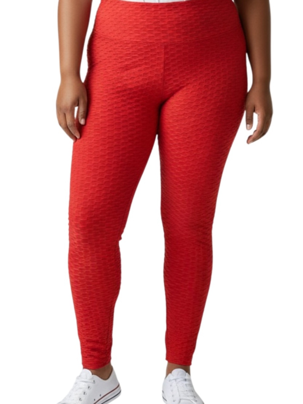 Source Unknown Plus-Size Textured Red Leggings